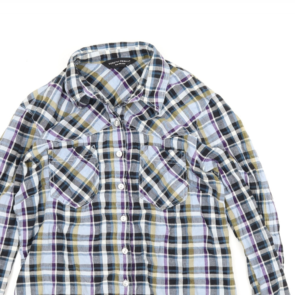 Dorothy Perkins Womens Blue Plaid  Basic Button-Up Size 12