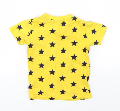 Back view of Primark Baby Yellow Jersey Basic T-Shirt, size 12-18, Months - Star Print