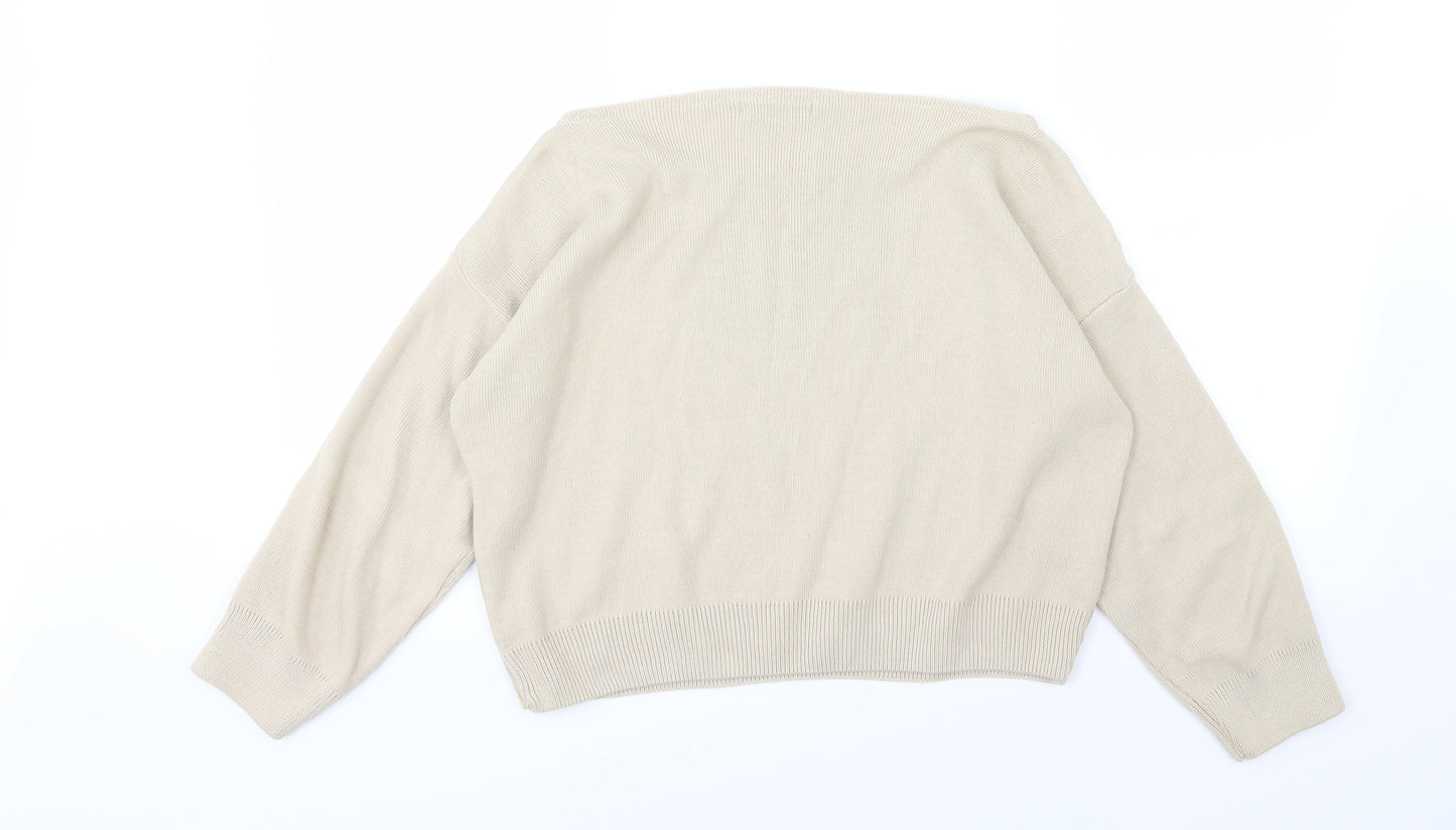 I SAW IT FIRST Womens Beige  Knit Pullover Jumper Size L