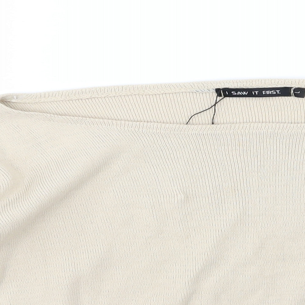 I SAW IT FIRST Womens Beige  Knit Pullover Jumper Size L