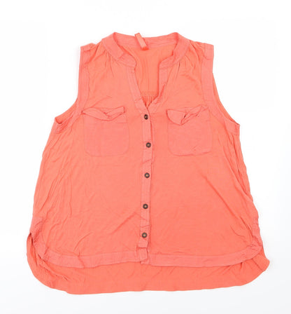 Additional front view of NET women’s pink jersey basic blouse, size UK 10