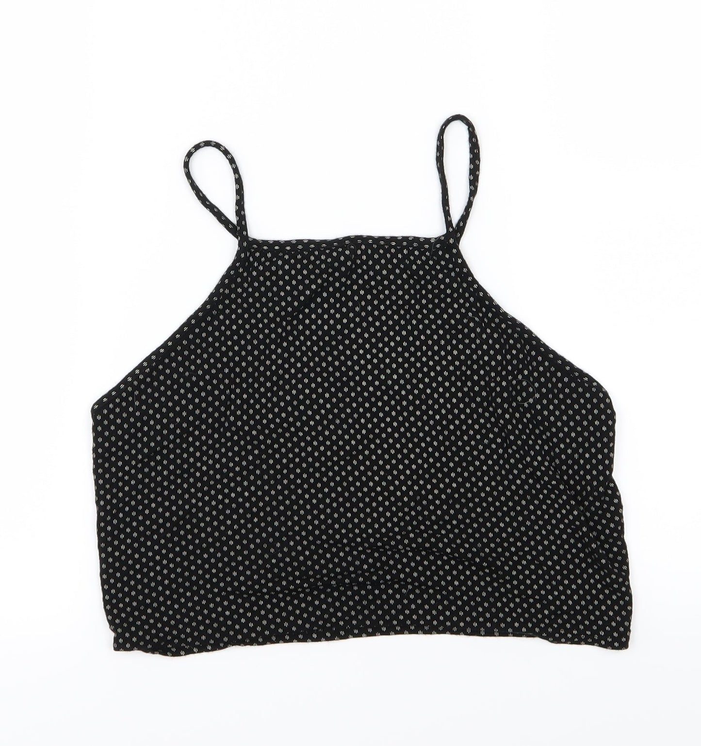 Miss Selfridge Womens Black Polka Dot Jersey Cropped Tank Size 12