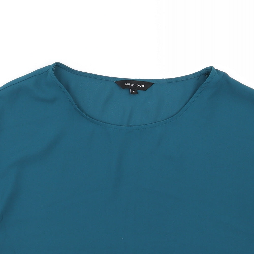 New Look Womens Blue  Chiffon Basic Blouse Size 12