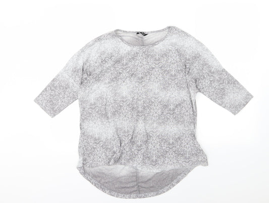Select Womens Grey Floral Jersey Basic T-Shirt Size 12