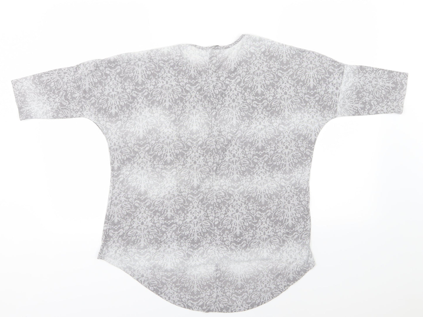 Select Womens Grey Floral Jersey Basic T-Shirt Size 12