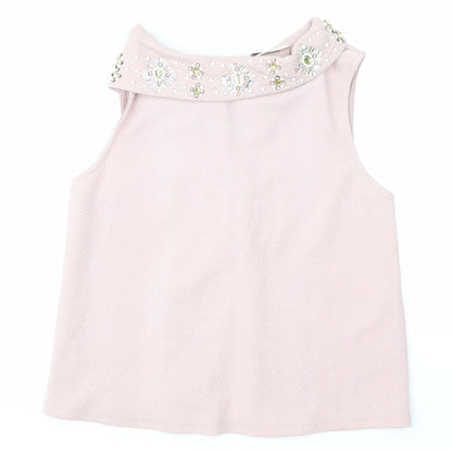 Additional front view of Miss Selfridge women’s pink basic t-shirt, size UK 8