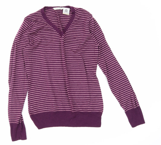 Woolmark Womens Purple Striped  Pullover Sweatshirt Size M