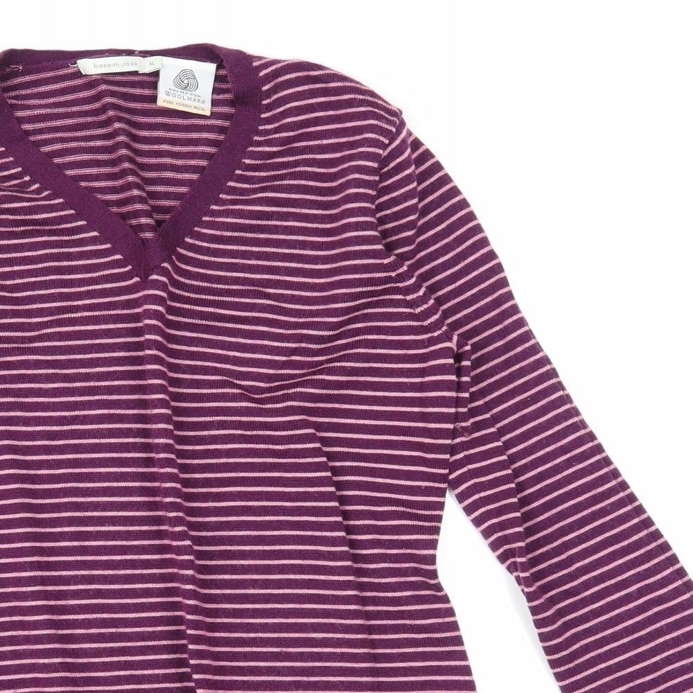 Woolmark Womens Purple Striped  Pullover Sweatshirt Size M