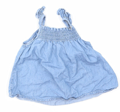 Additional front view of oldnavy girls’ blue denim basic blouse, size 3, years