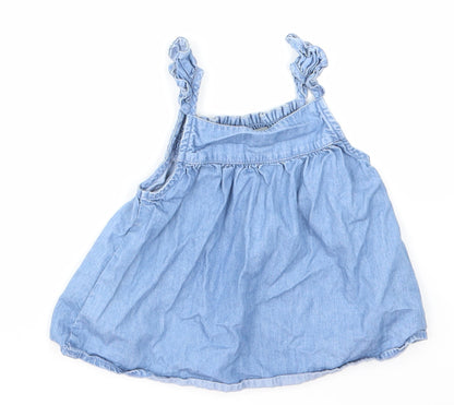 Back view of oldnavy girls’ blue denim basic blouse, size 3, years