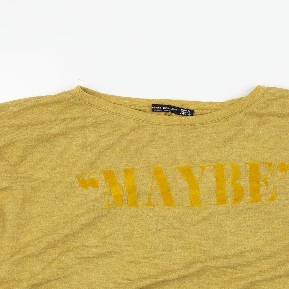 Bershka Womens Yellow   Pullover Jumper Size 12  - cropped