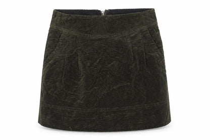 Front view of ken women’s green flare skirt, size UK 8