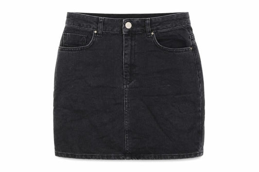 Front view of ASOS women’s black flare skirt, size UK 8