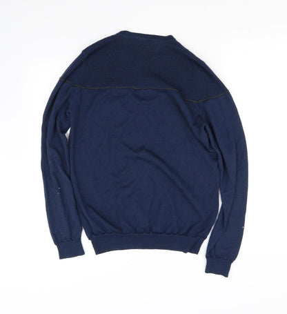 Back view of sisler men’s blue jumper, size M