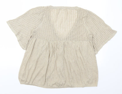 Back view of Evans women’s gold cardigan jumper, size UK 16