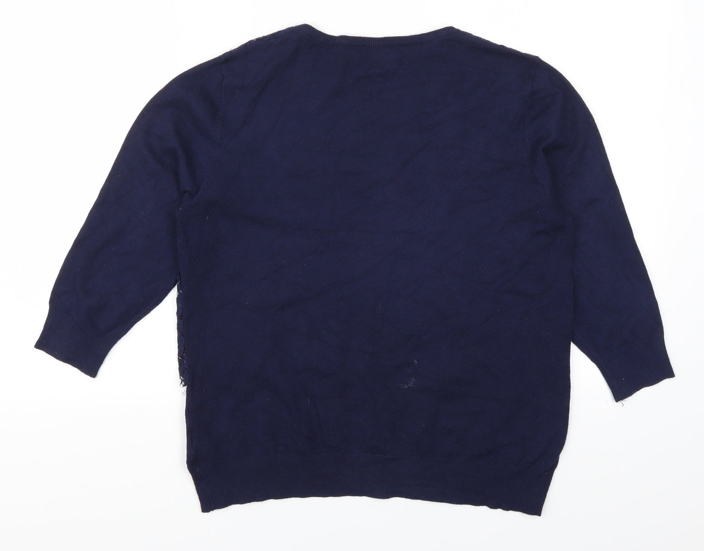 Linea Womens Blue  Lace Pullover Jumper Size M