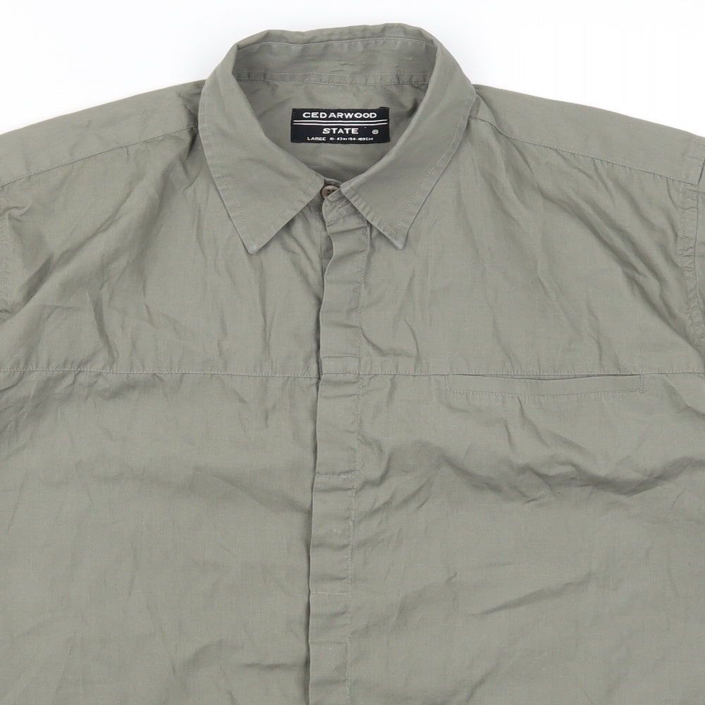 Cedar Wood State Mens Green    Button-Up Size L