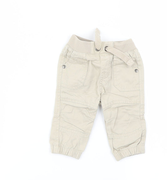 F&F Boys Beige   Cargo Trousers Size 0-3 Months