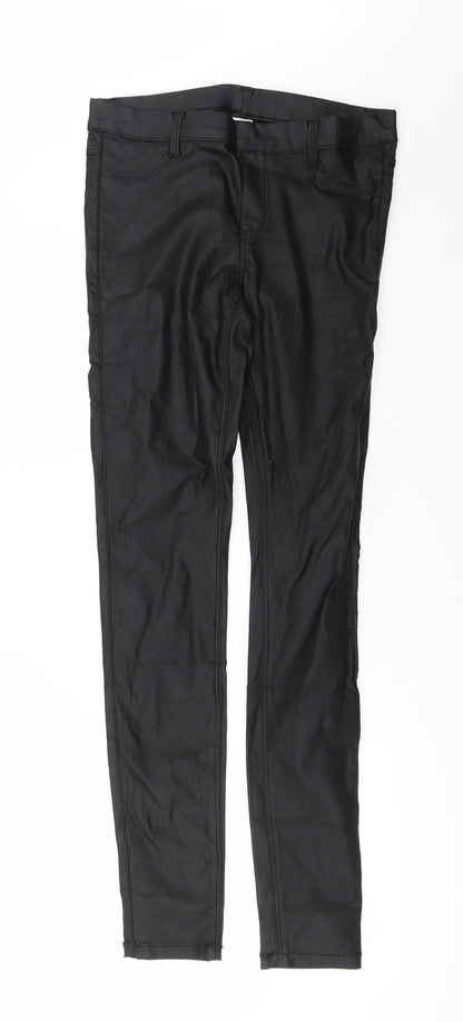 Additional front view of women’s black mom jeans, size UK 6, 28-inch leg