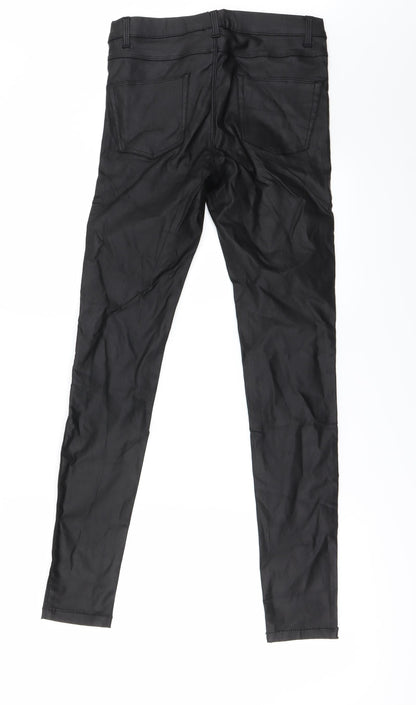 Back view of women’s black mom jeans, size UK 6, 28-inch leg