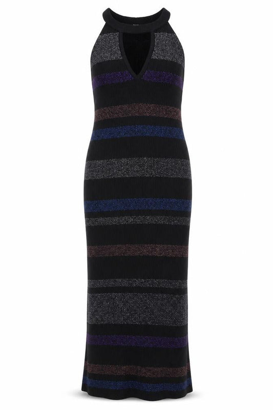 Womens Black Striped  Bodycon  Size M