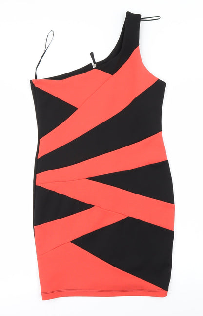 Front view of Miss Selfridge women’s red bodycon, size UK 12