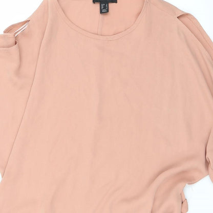Close-up detail of Atmosphere women’s pink basic blouse, size UK 12