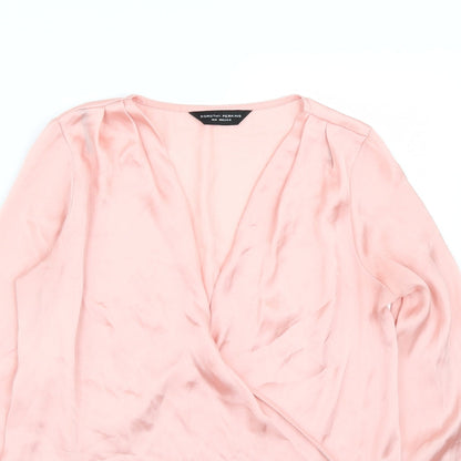 Close-up detail of Dorothy Perkins women’s pink basic blouse, size UK 8