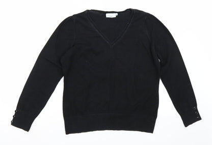Front view of New Look women’s black henley jumper, size UK 16