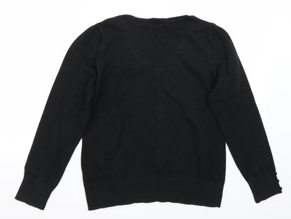 Back view of New Look women’s black henley jumper, size UK 16