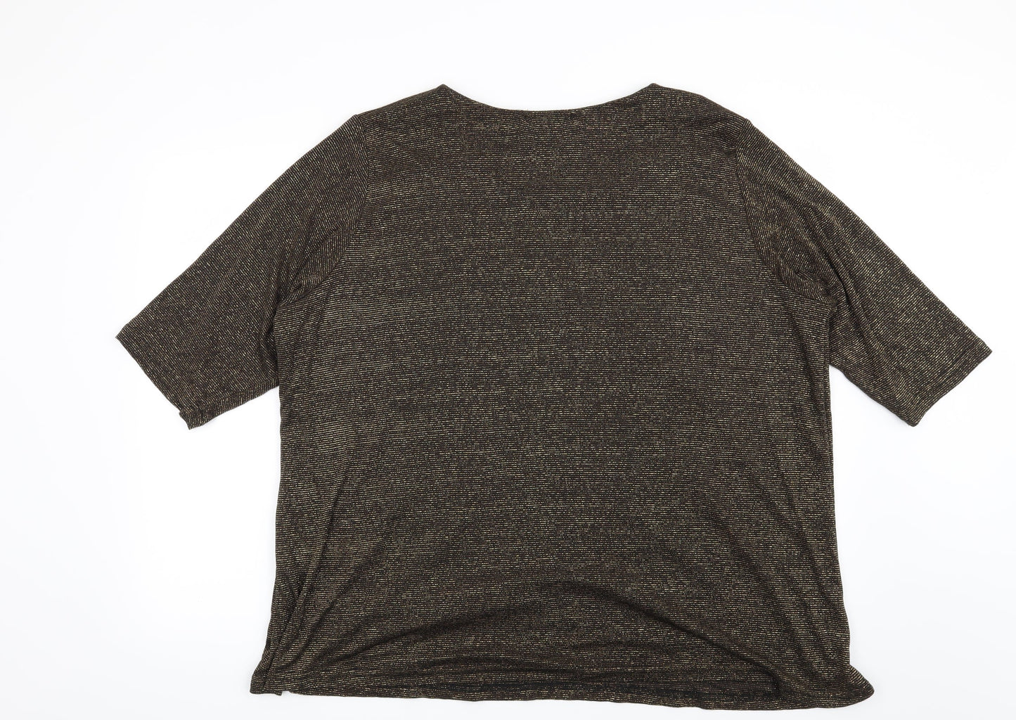 Preworn Womens Gold Striped  Basic Blouse Size 26