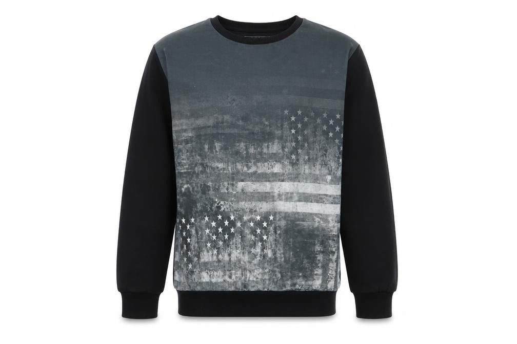 Rebel Boys Black   Pullover Sweatshirt Size 12-13 Years  - Stars and Stripes American flag