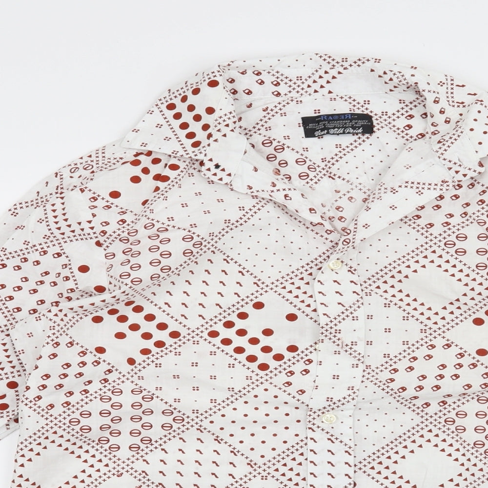 Preworn Mens White Geometric   Button-Up Size M