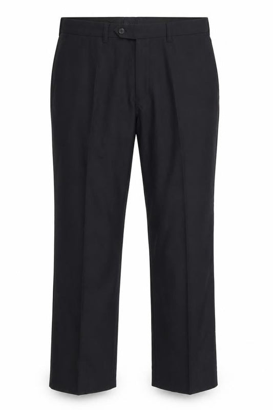 Front view of Next men’s blue trousers, size 34, in, 29-inch leg