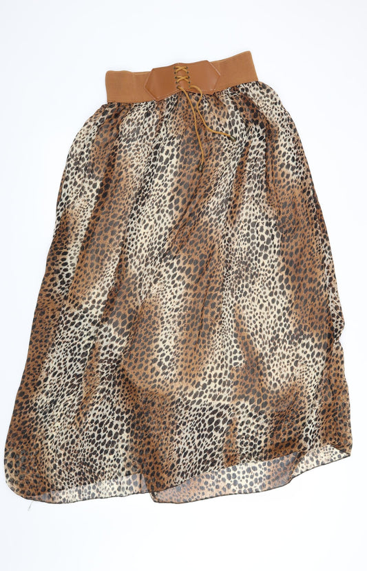 Preworn Womens Brown Animal Print  A-Line Skirt Size 32 in