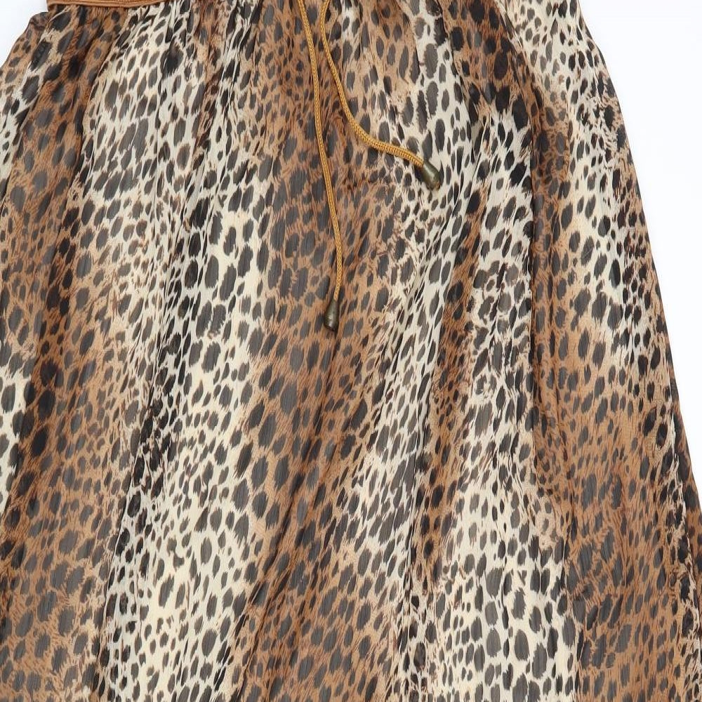 Preworn Womens Brown Animal Print  A-Line Skirt Size 32 in