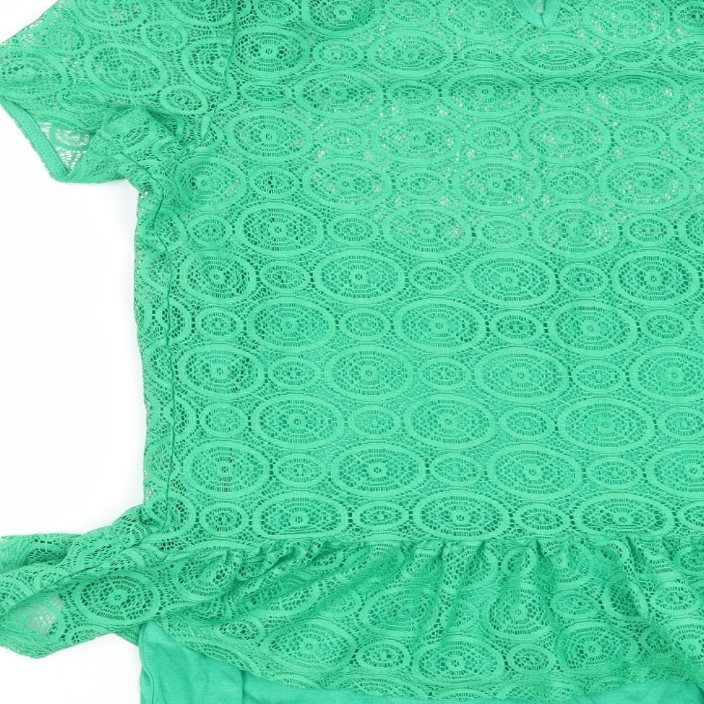 Dunnes Womens Green Geometric  Basic Blouse Size 10
