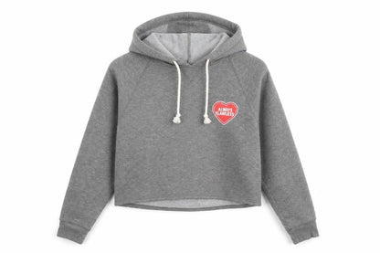 Front view of H&M women’s grey pullover hoodie, size M, - cropped