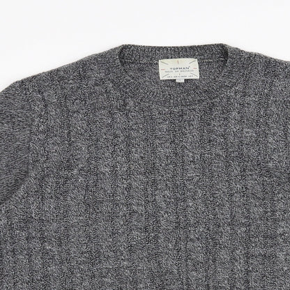 Close-up detail of Topman men’s grey jumper, size S