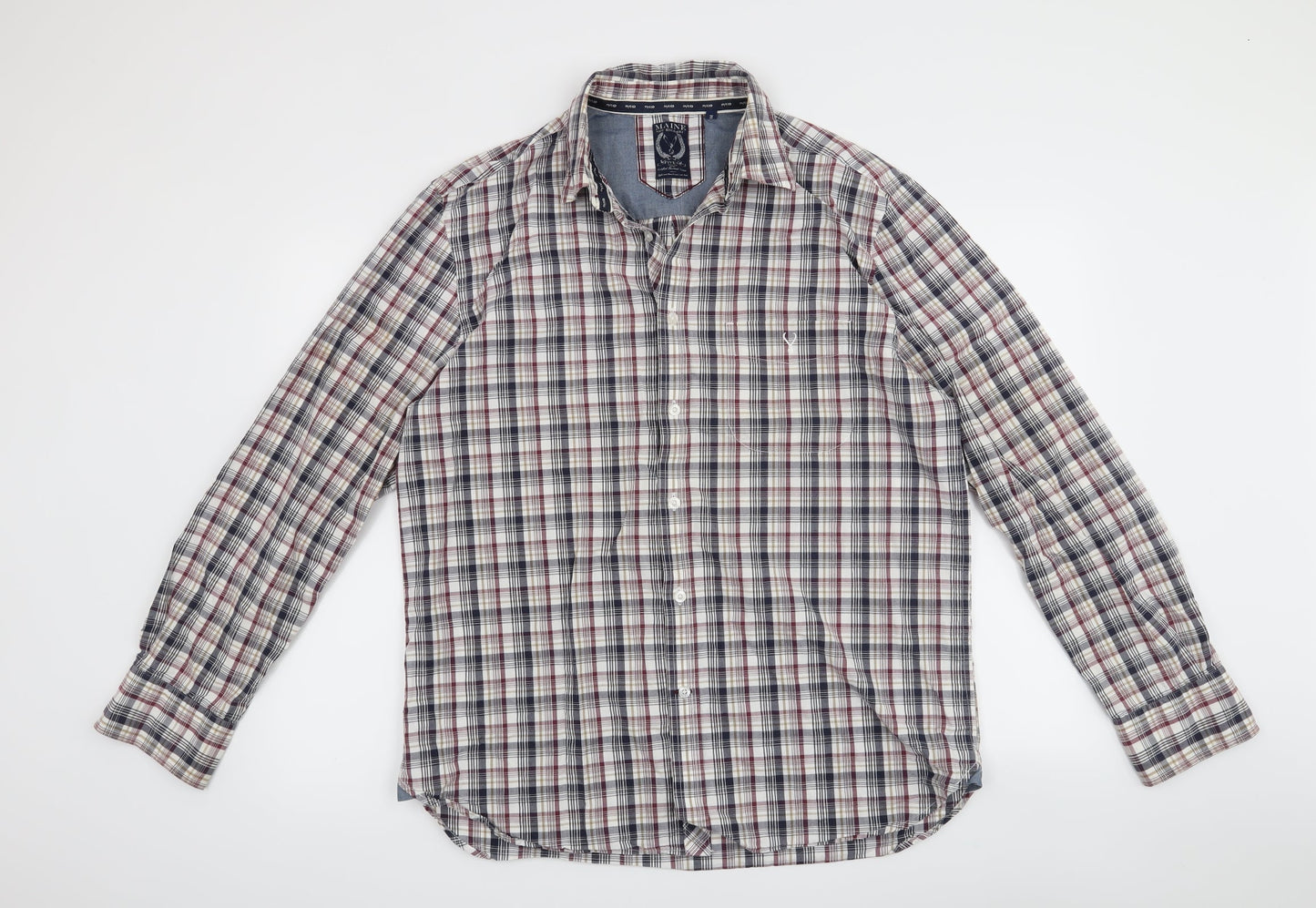 Maine Mens Red Check   Button-Up Size M