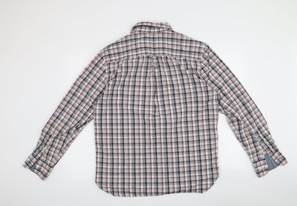 Back view of Maine New England men’s red check button-up, size M