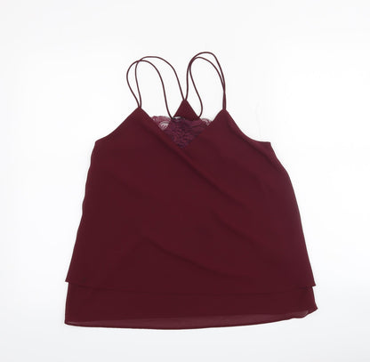 Additional front view of New Look women’s red basic blouse, size UK 8