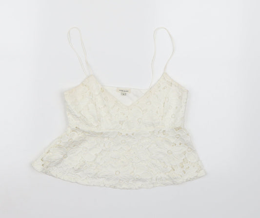 River Island Womens White  Lace Cropped Tank Size 8