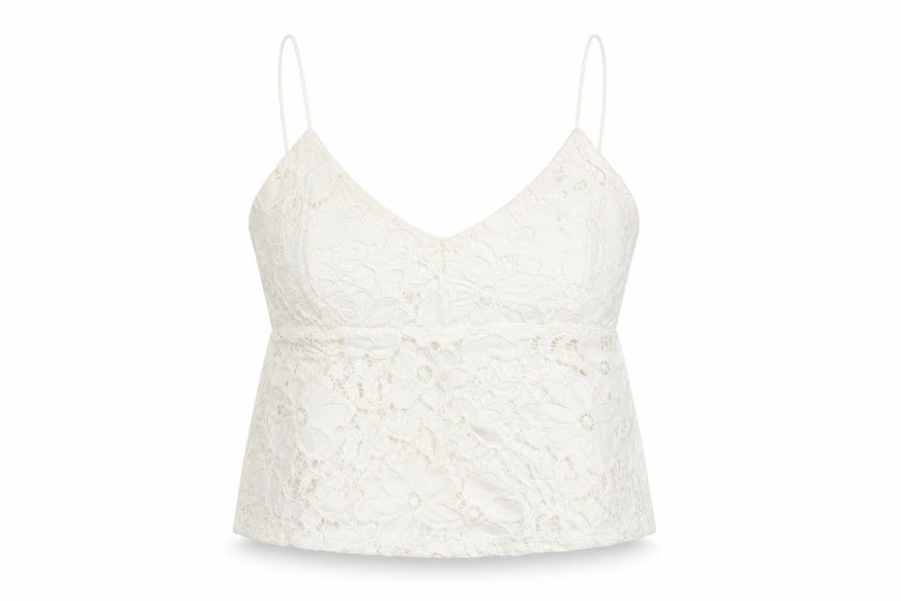 River Island Womens White  Lace Cropped Tank Size 8