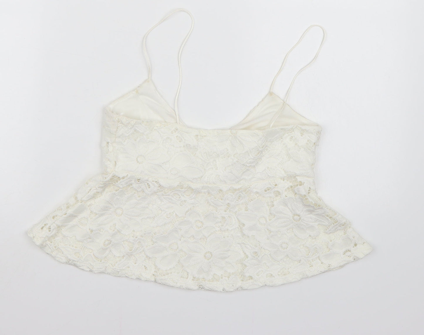 River Island Womens White  Lace Cropped Tank Size 8