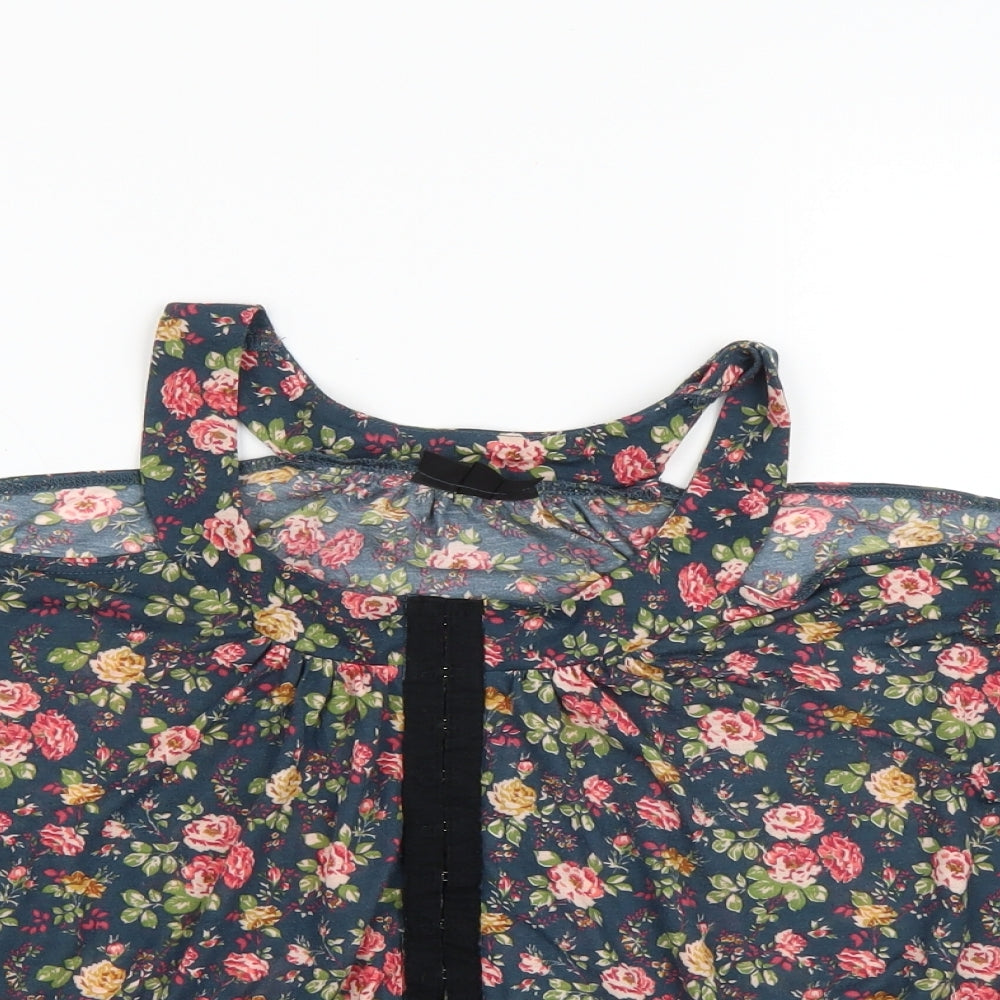 Topshop Womens Blue Floral  Basic Blouse Size 10