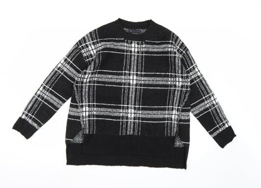 Marks and Spencer Womens Black Check Knit Pullover Jumper Size M