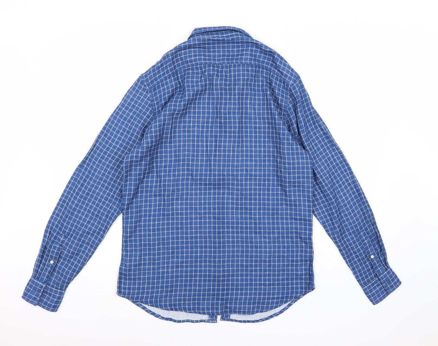 JACHS Mens Blue Check   Button-Up Size M