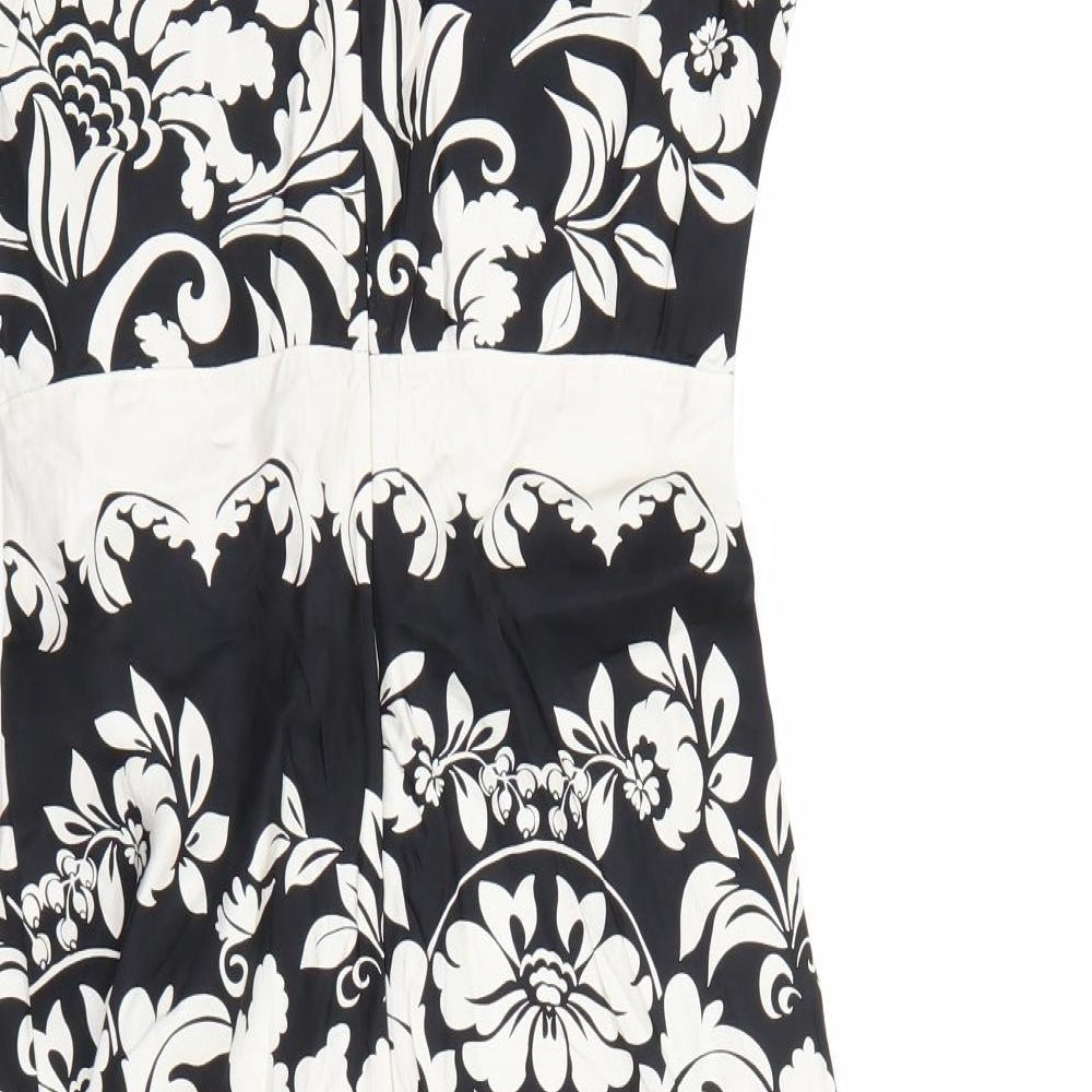 Warehouse Womens Black Floral  A-Line  Size 12
