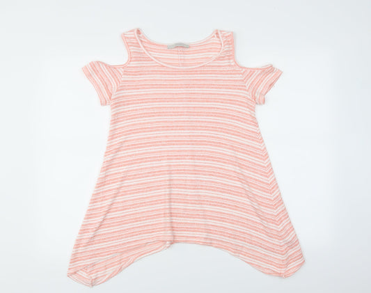 George Womens Pink Striped  Basic Blouse Size 12